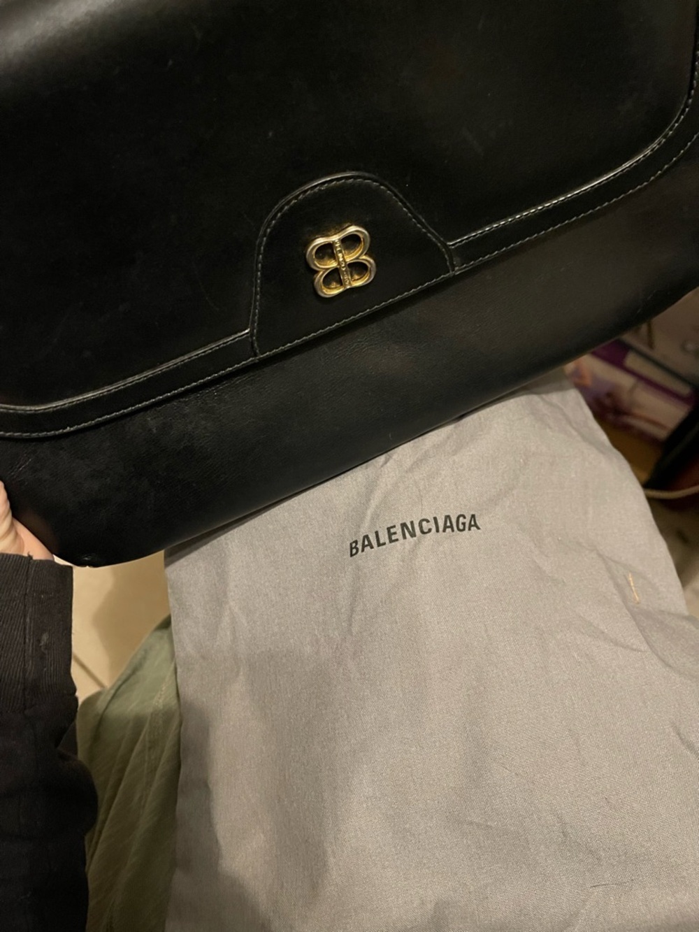 Balenciaga Black Leather Clutch Bag with Gold Hardware - Picture 5 of 5
